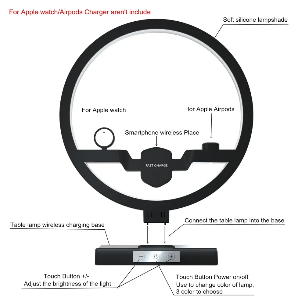 Lampe de table avec chargeur sans fil